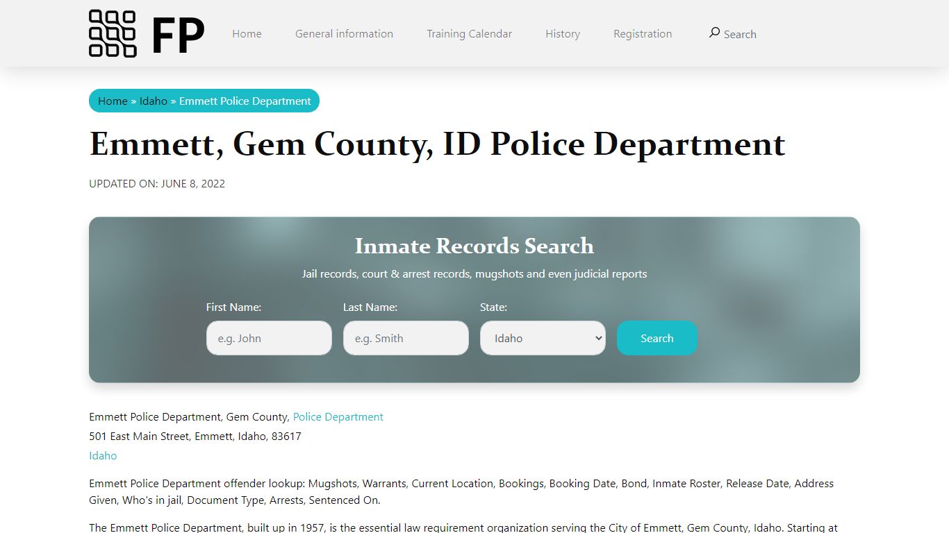 Emmett, ID Police - City Jail Inmates, Arrests